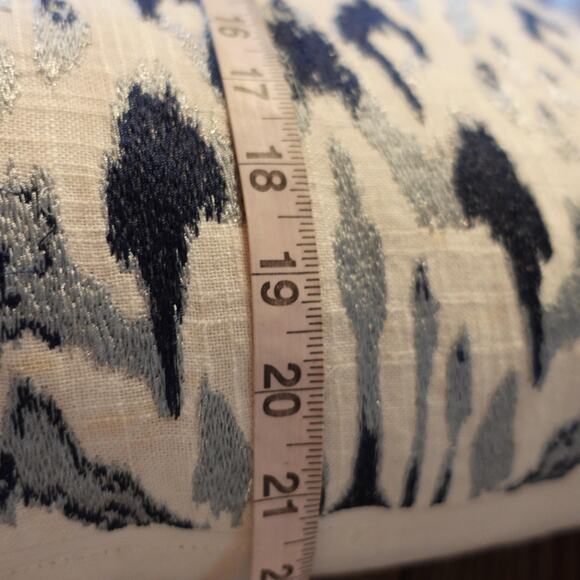 Callisto Home Ikat Decorative Throw Pillow Navy Gray Cushion Boho Accent Down - Picture 7 of 8